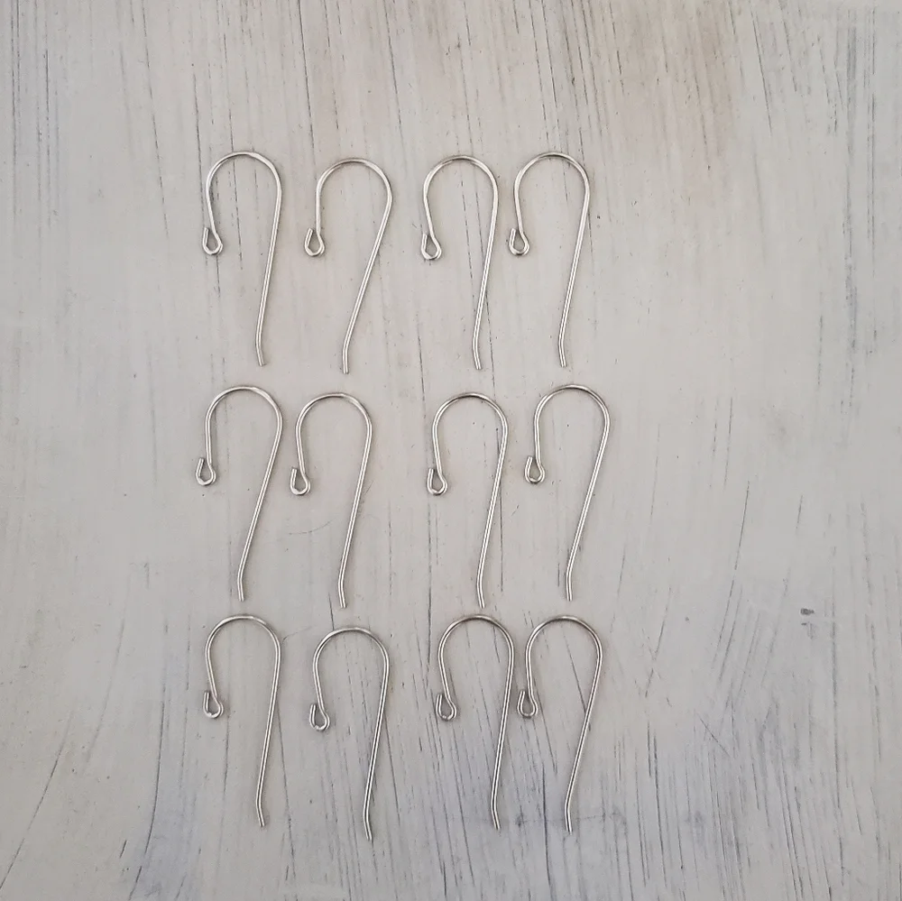 12 Solid Sterling Silver Ear Wires